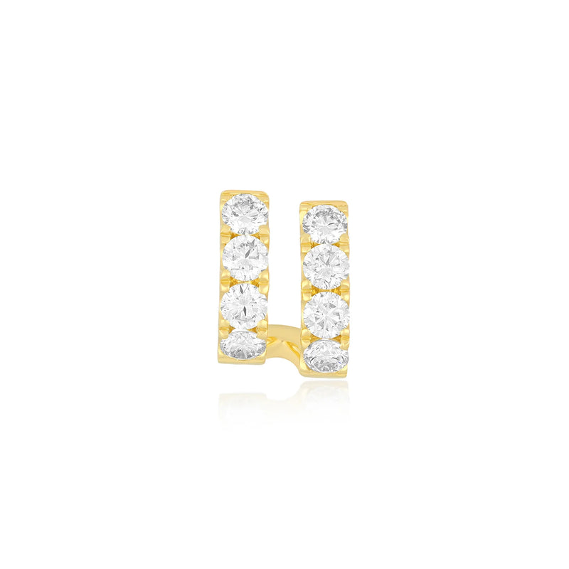 EF Collection Single Jumbo Double Diamond Mini Huggie Earring - Left