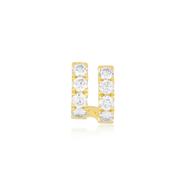 EF Collection Single Jumbo Double Diamond Mini Huggie Earring - Right