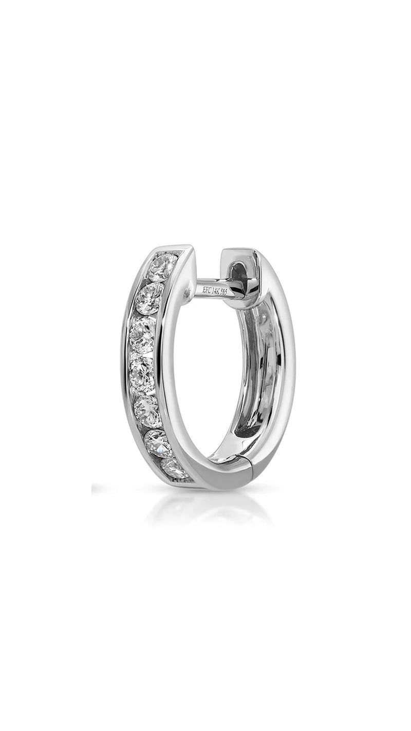 EF Collection Channel Set Round Diamond Huggie Earrings