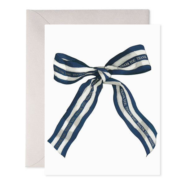 E Frances Paper Big Navy Striped Bow Thank You