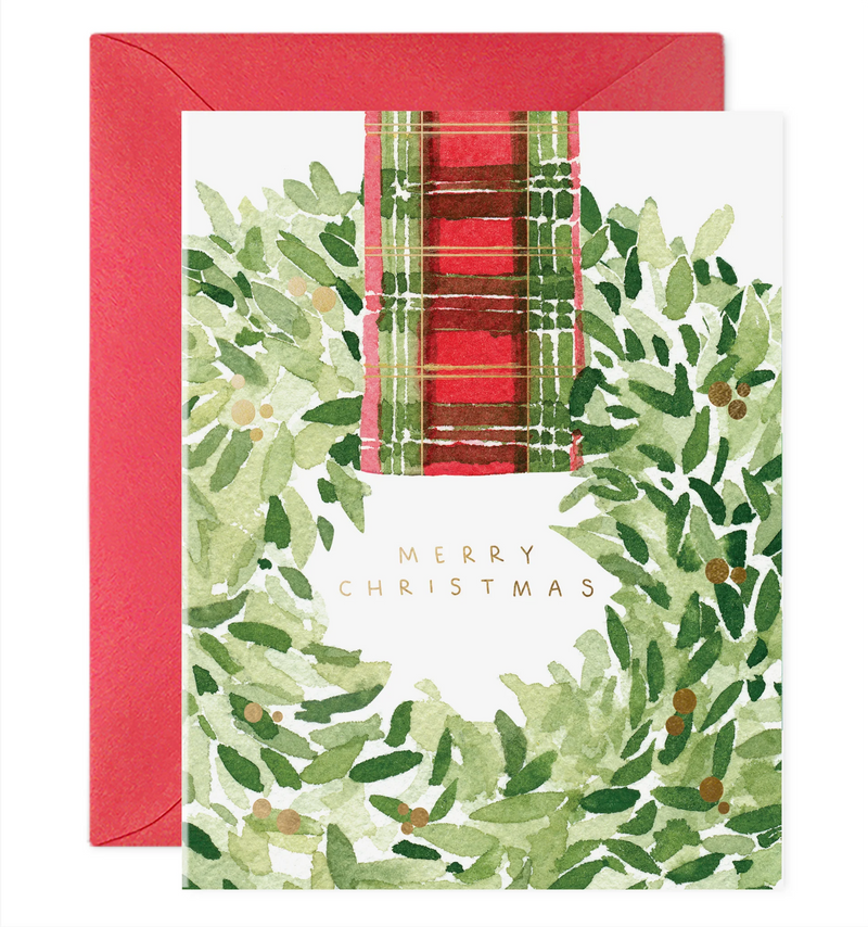 E Frances Paper Plaid Ribbon Wreath