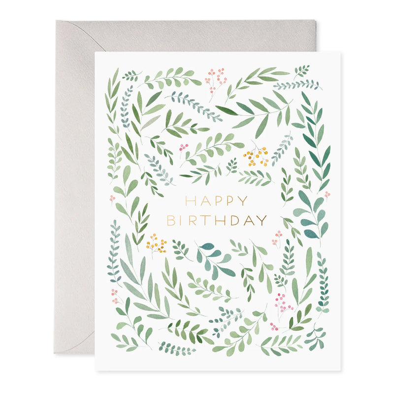 E Frances Paper Pretty Leaves Bday Enclosure Card