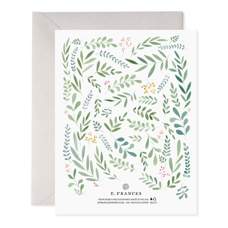 E Frances Paper Pretty Leaves Bday Enclosure Card