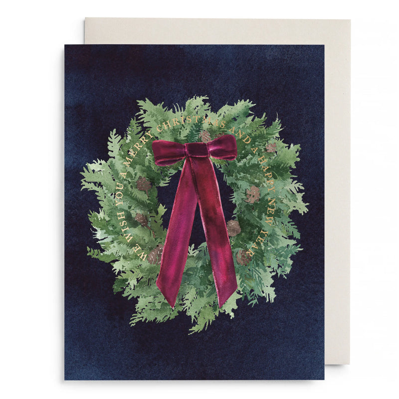 E Frances Paper Velvet Bow Wreath