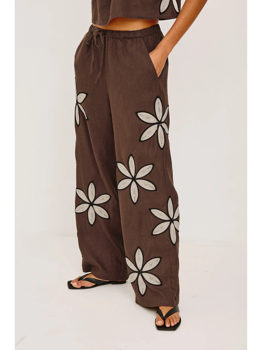 Rails Emmie Pant - Cocoa Floral Embroidery
