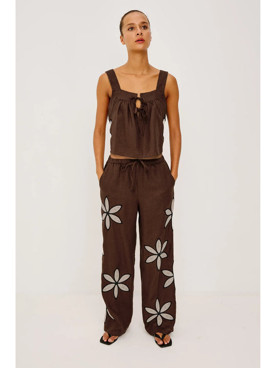 Rails Emmie Pant - Cocoa Floral Embroidery