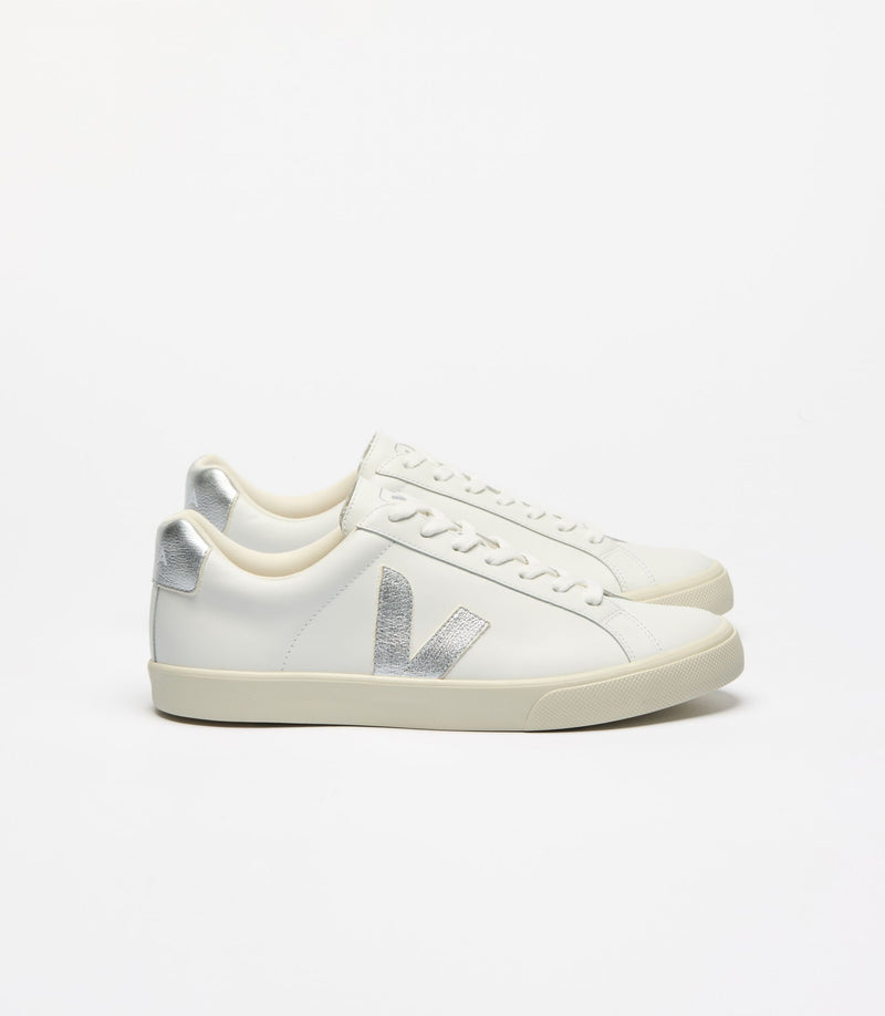 VEJA Esplar Logo Leather White Silver