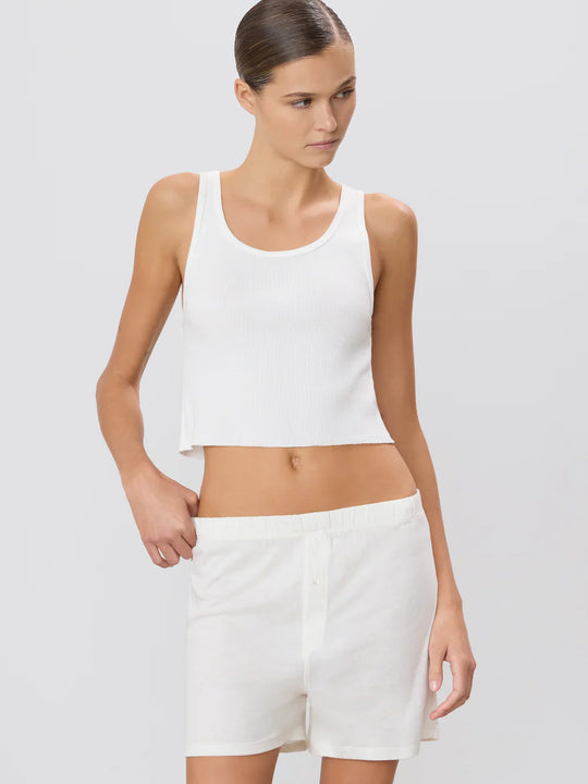 Eterne Cropped Scoop Neck Tank Ivory
