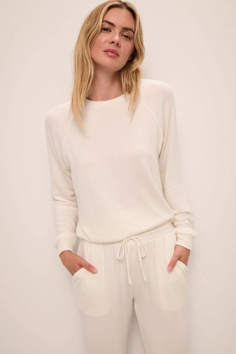 Eberjey Cozy Time Crew Neck Pullover Ivory