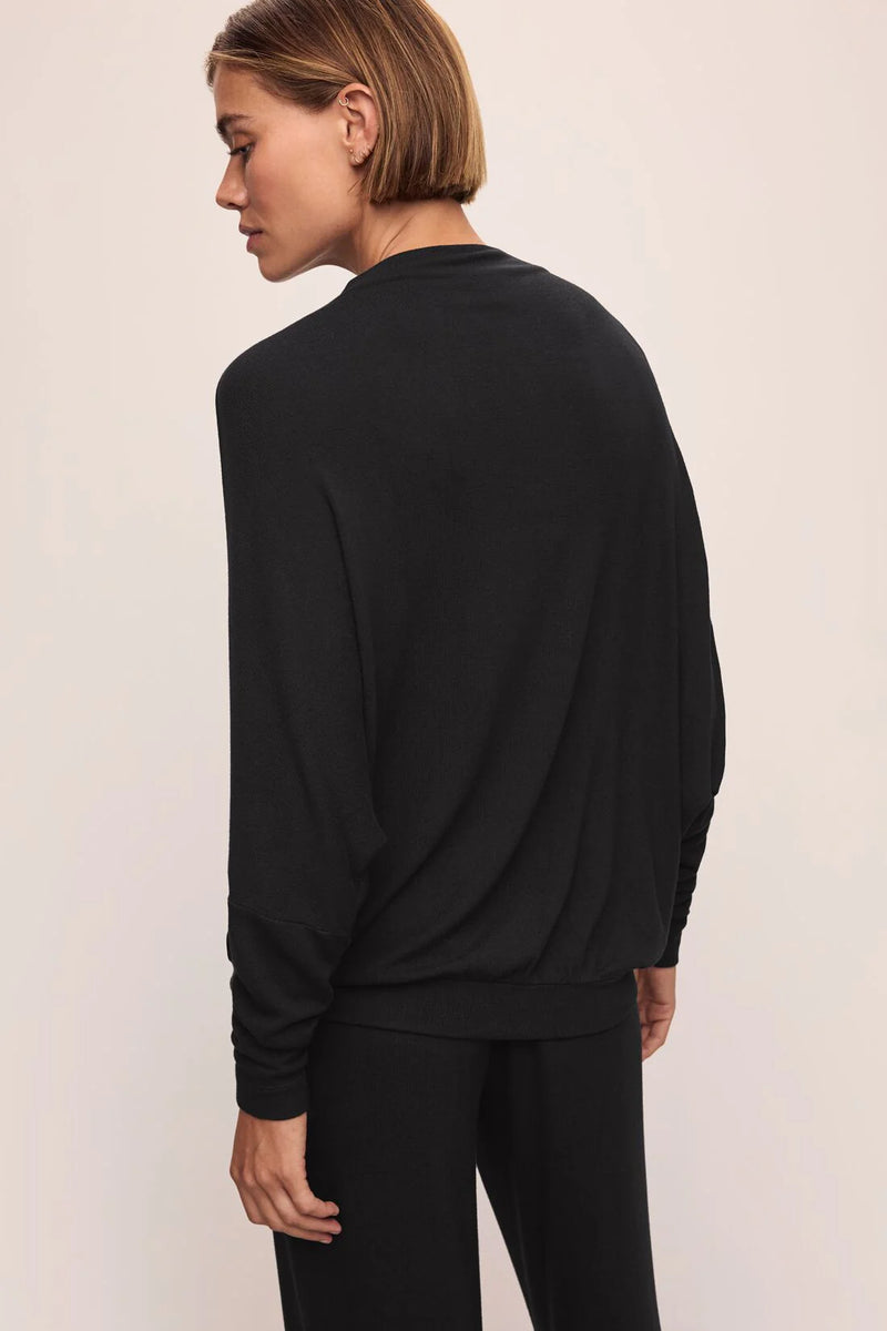 Eberjey Cozy Time Mock Pullover Black