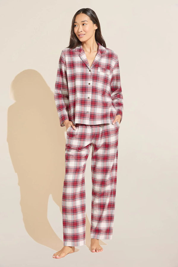 Eberjey Flannel Long Pj Set Tartan Plaid Haute Red