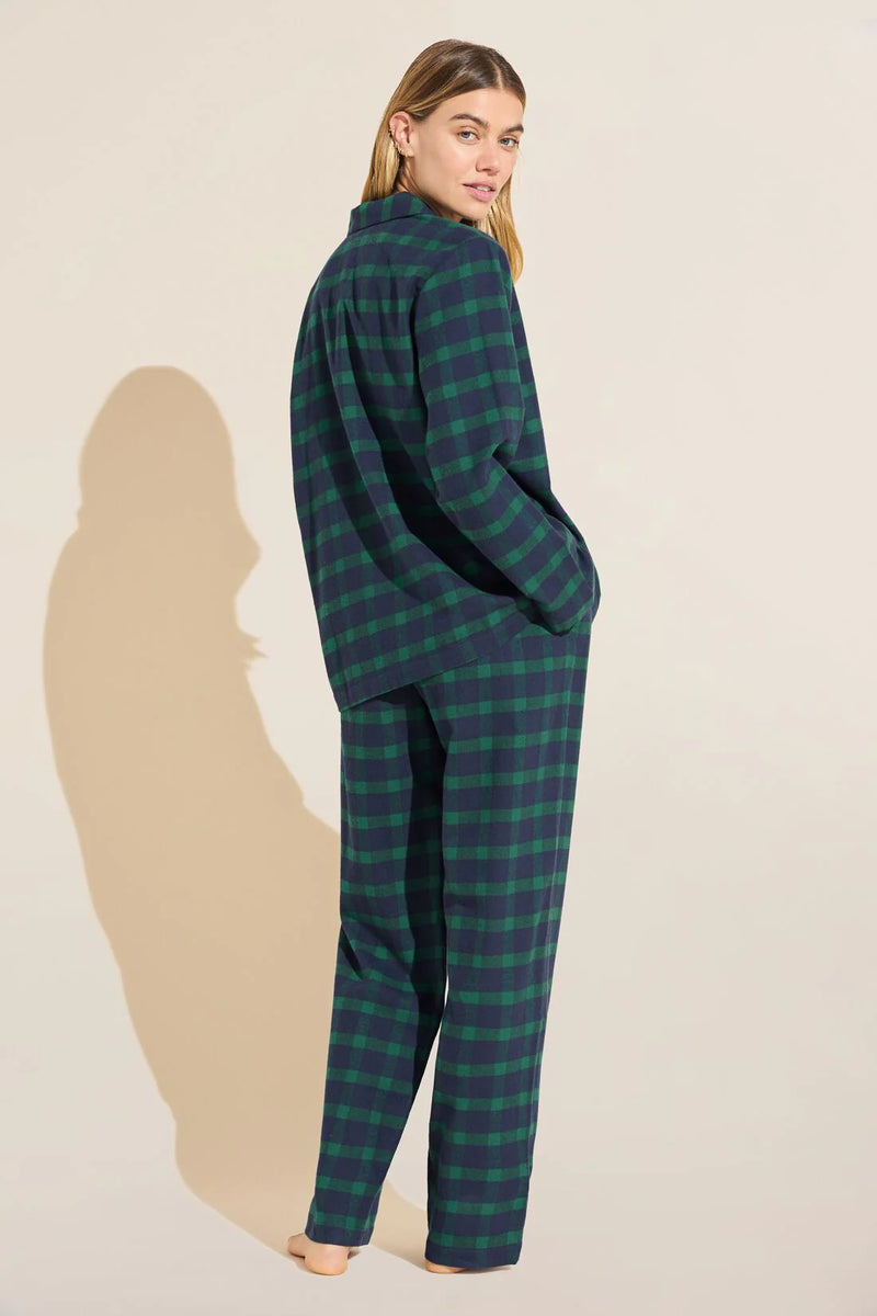 Eberjey Flannel Long Pj Set Windowpane Plaid True