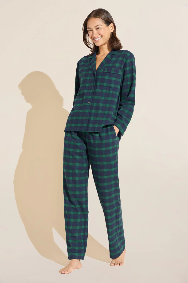 Eberjey Flannel Long Pj Set Windowpane Plaid True