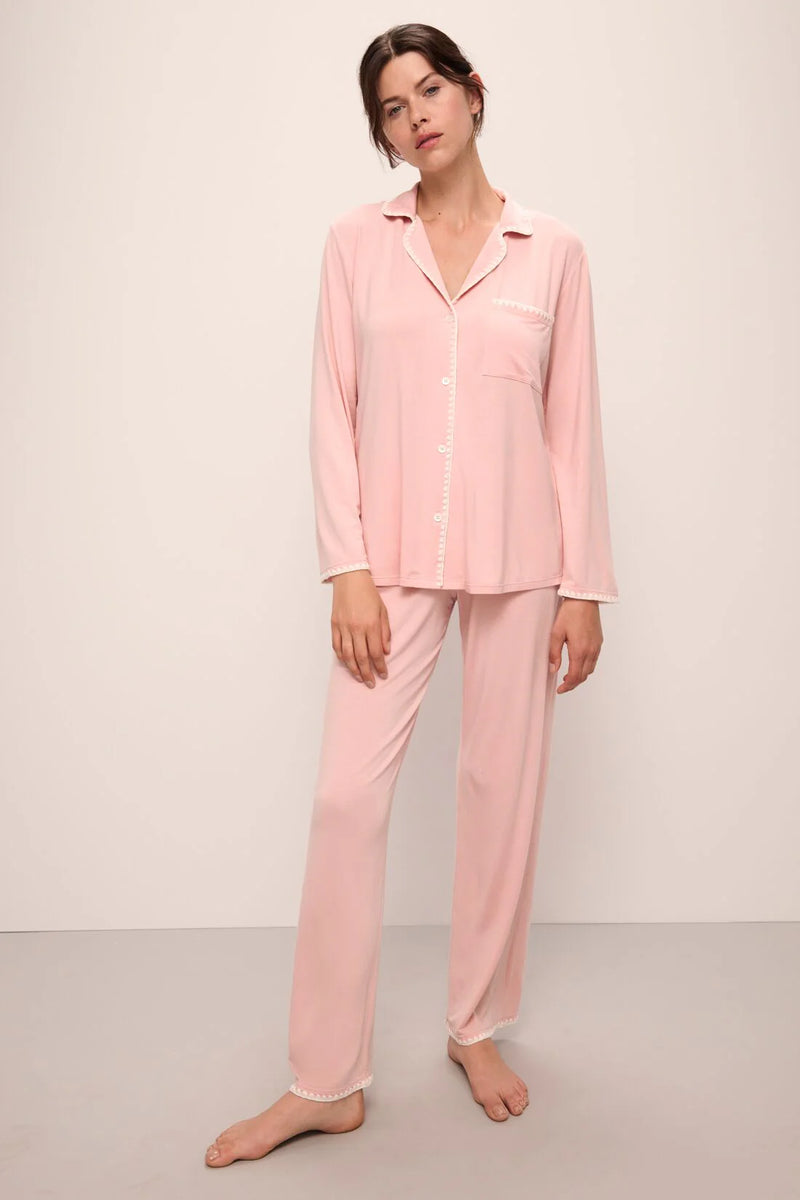 Eberjey Frida Long Pj Set Silver Pink/Ivory