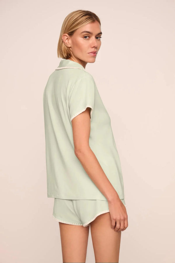 Eberjey Frida Shortie Pj Set Mint Cream/Ivory