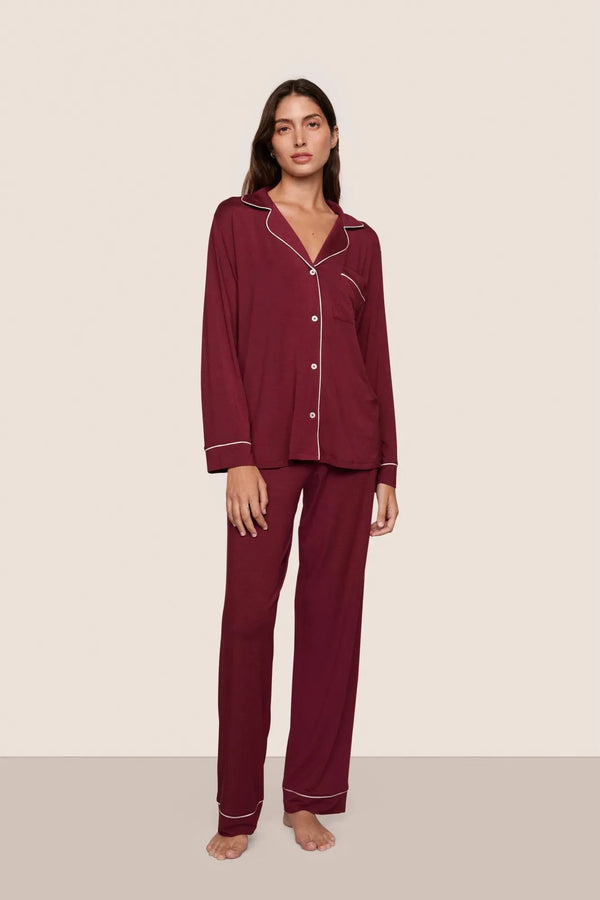 Eberjey Gisele Long Pj Set Bordeaux/Ivory