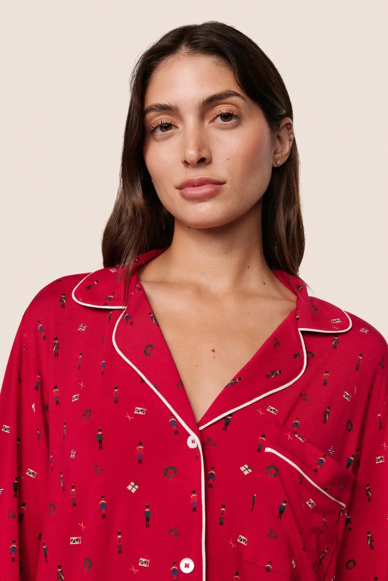 Eberjey Gisele Long Pj Set Holly Red/Ivory