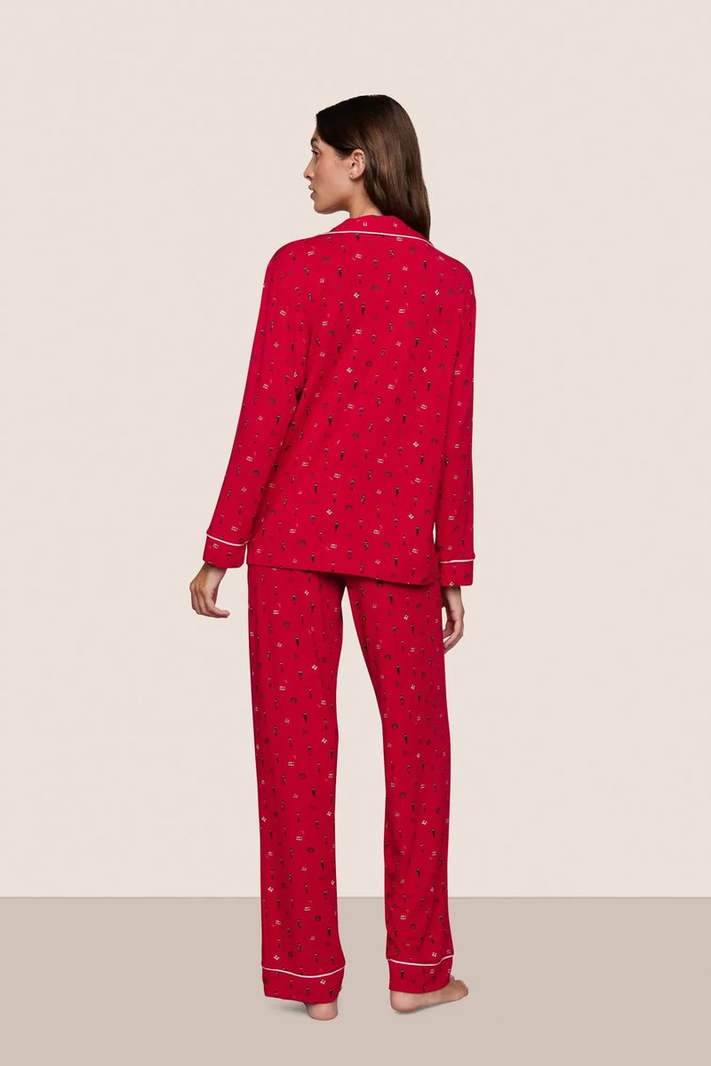 Eberjey Gisele Long Pj Set Holly Red/Ivory