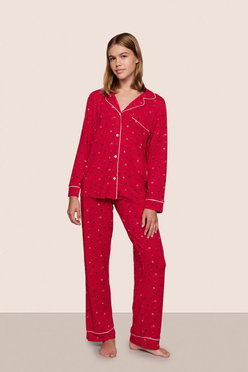 Eberjey Gisele Long Pj Set Holly Red/Ivory