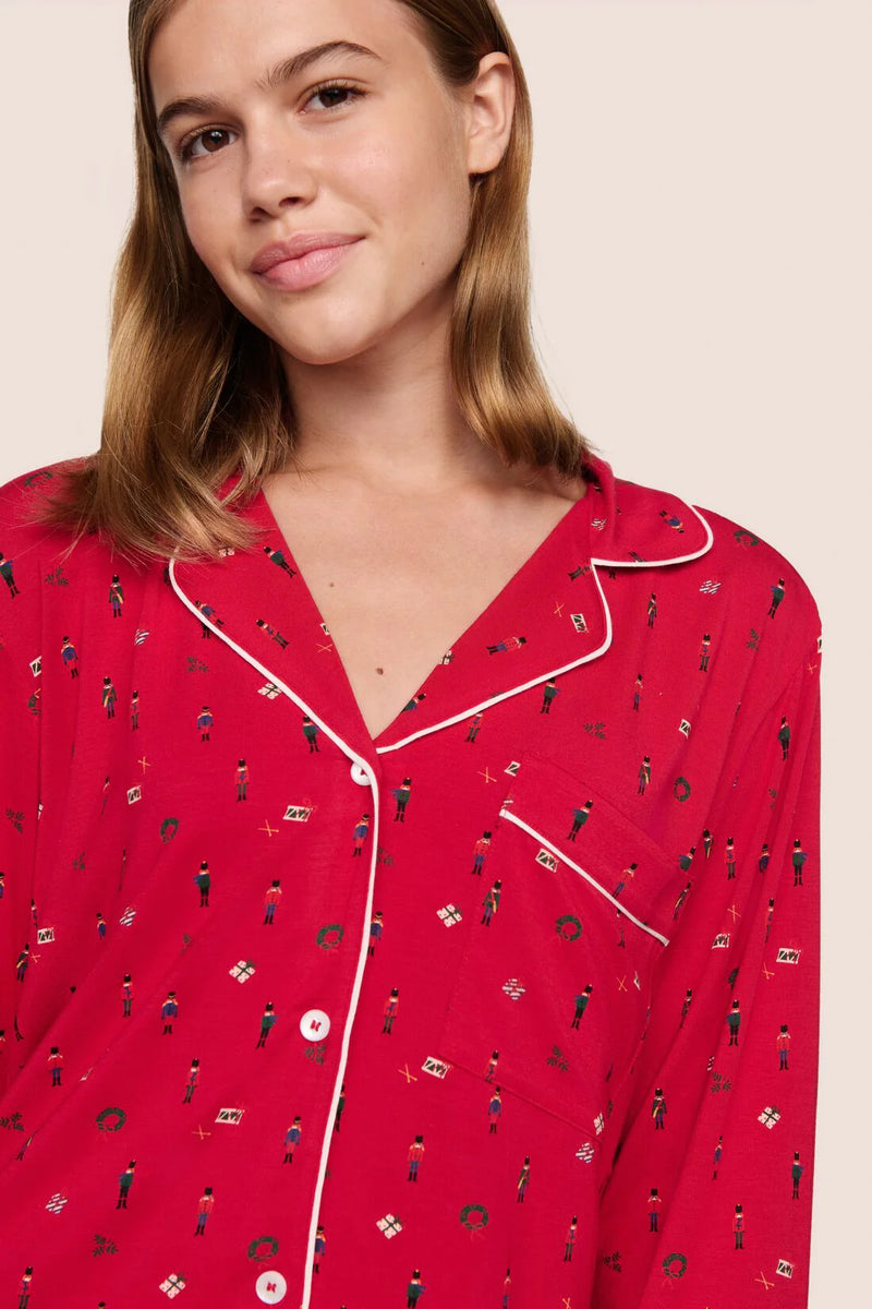 Eberjey Gisele Long Pj Set Holly Red/Ivory