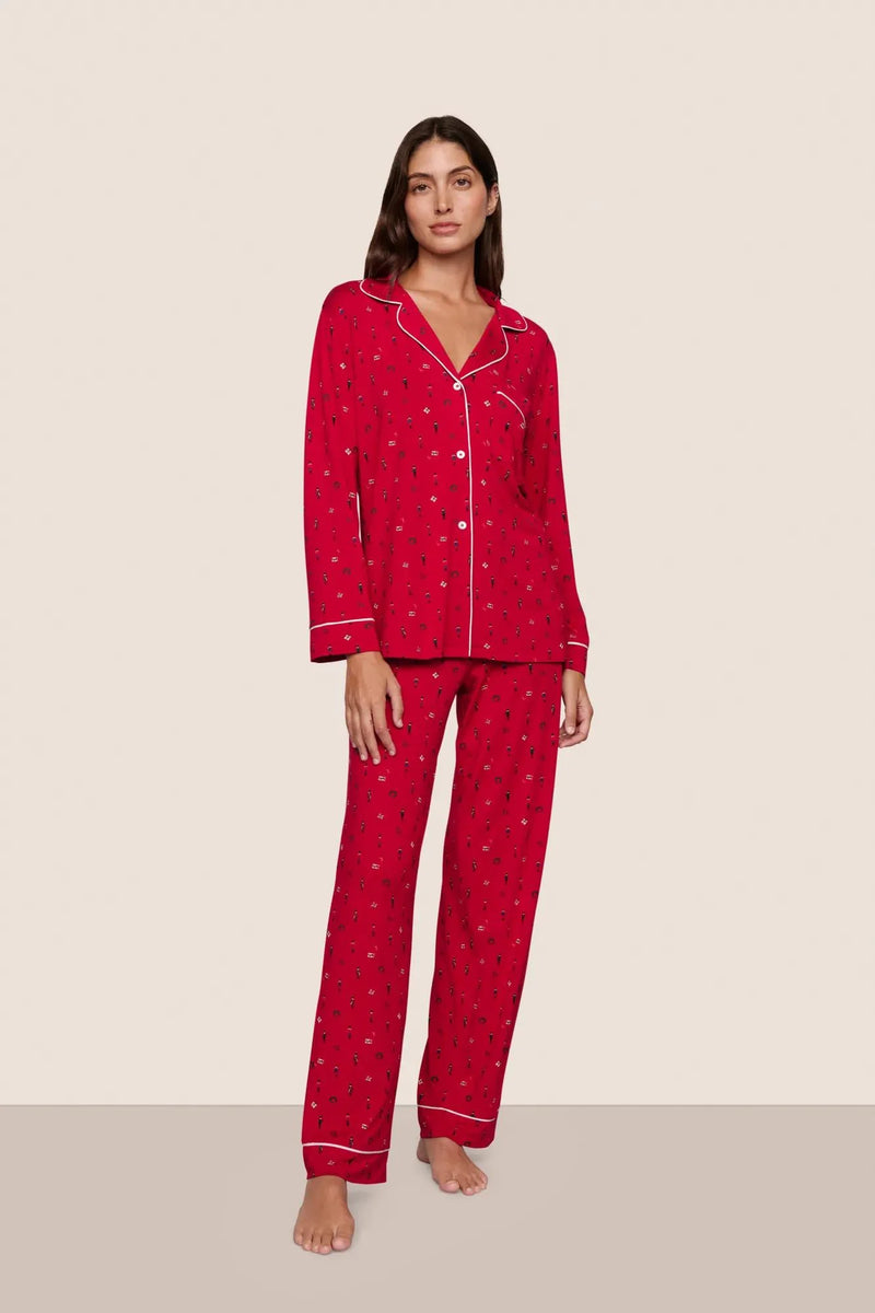 Eberjey Gisele Long Pj Set Holly Red/Ivory