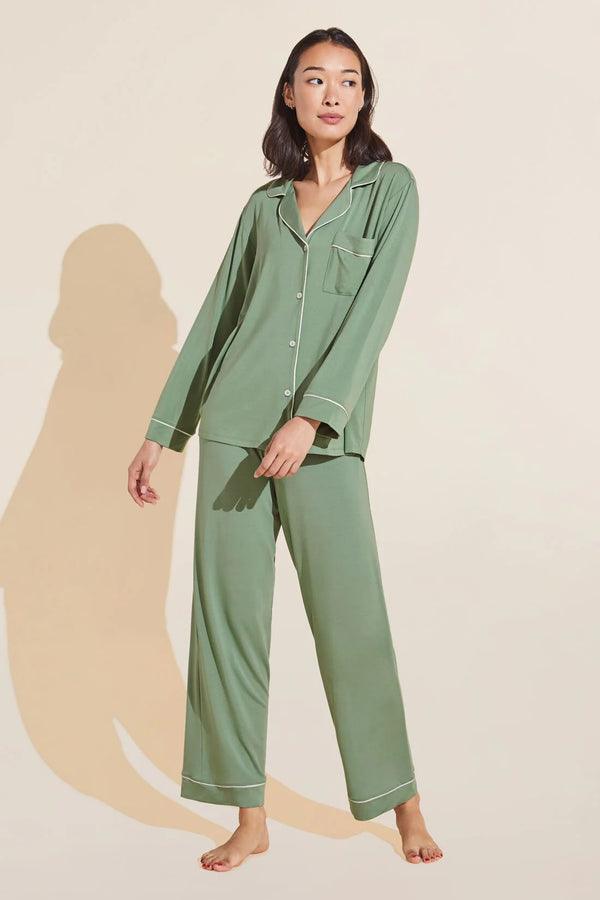 Eberjey Gisele Long Pj Set Mineral Green/Ivory