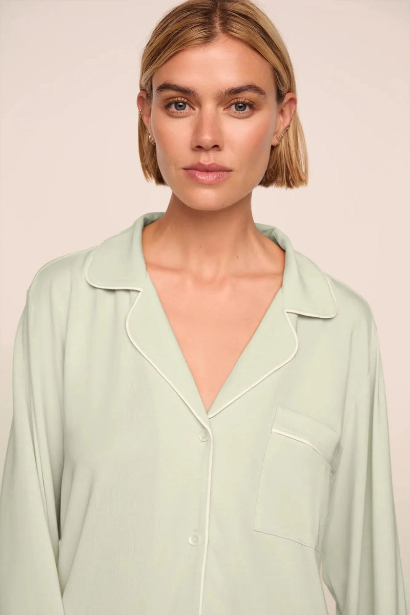 Eberjey Gisele Long Pj Set Mint Cream/Ivory