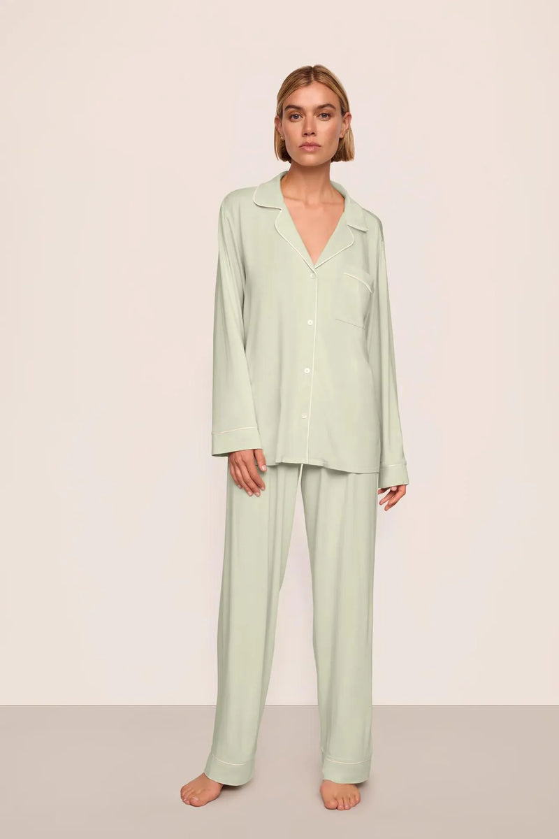 Eberjey Gisele Long Pj Set Mint Cream/Ivory