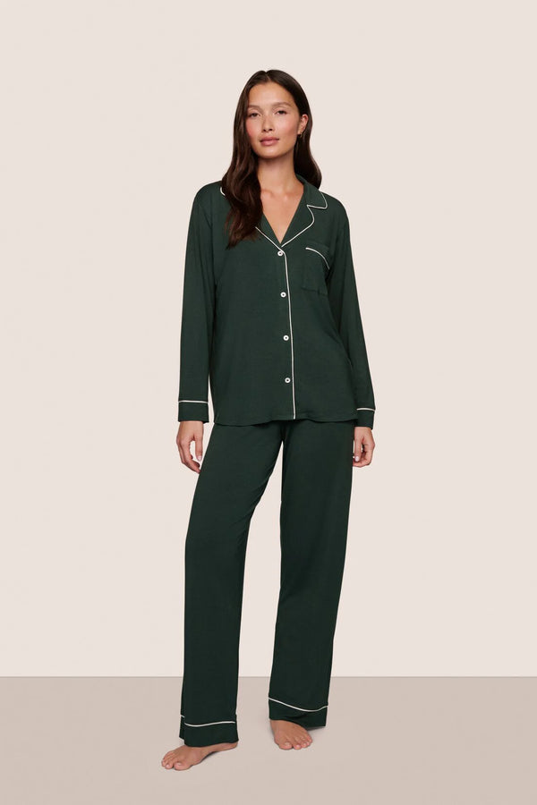 Eberjey Gisele Long Pj Set Pine/Ivory