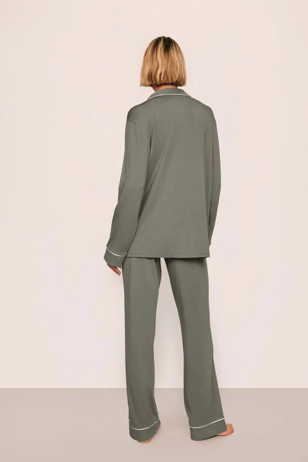 Eberjey Gisele Long Pj Set Smokey Olive/Ivory