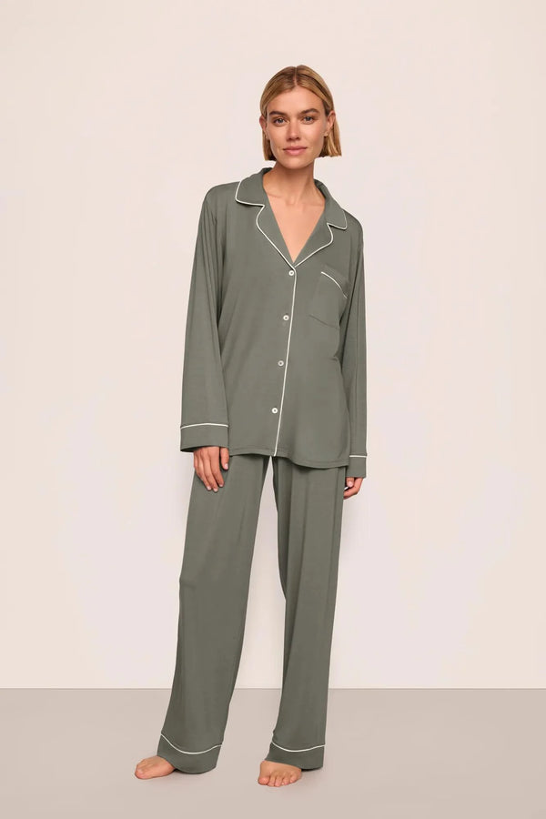 Eberjey Gisele Long Pj Set Smokey Olive/Ivory