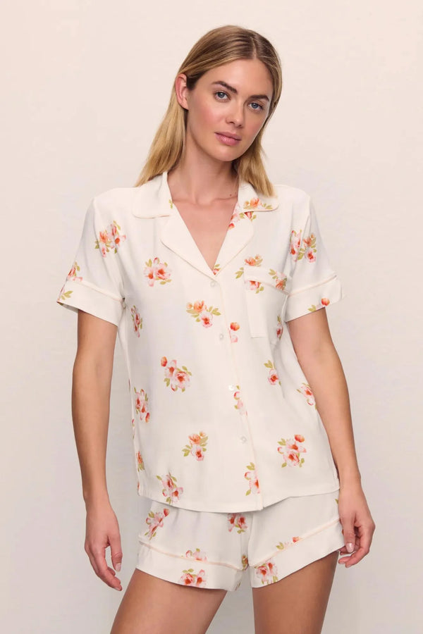 Eberjey Gisele Printed Rlx Short Pj St Floral Bloom Ivy/Vanilla