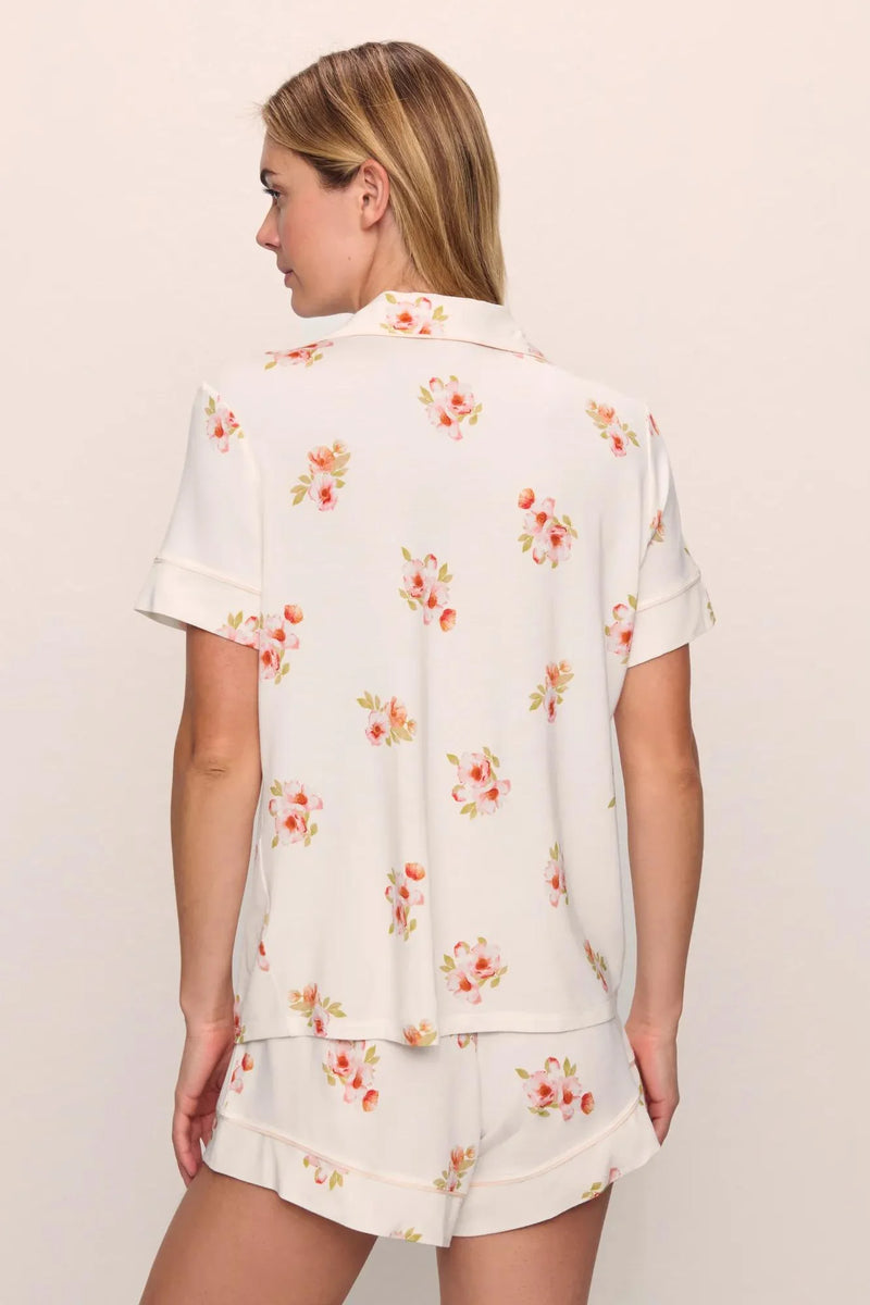 Eberjey Gisele Printed Rlx Short Pj St Floral Bloom Ivy/Vanilla