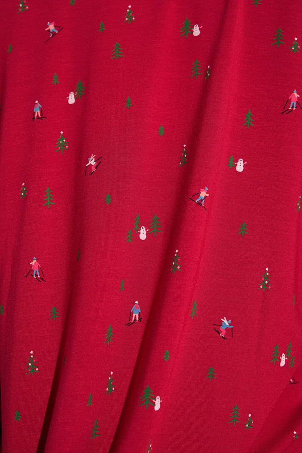 Eberjey Gisele Printed Shortie Pj Set Apres Ski Haute Red/Ivory