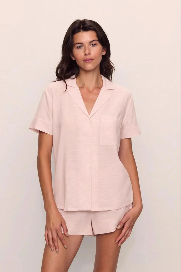 Eberjey Gisele Rib Relaxed Short Pj Set Pale Mauve