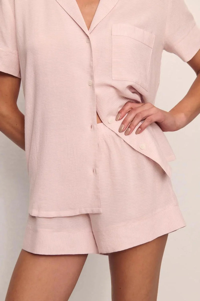 Eberjey Gisele Rib Relaxed Short Pj Set Pale Mauve