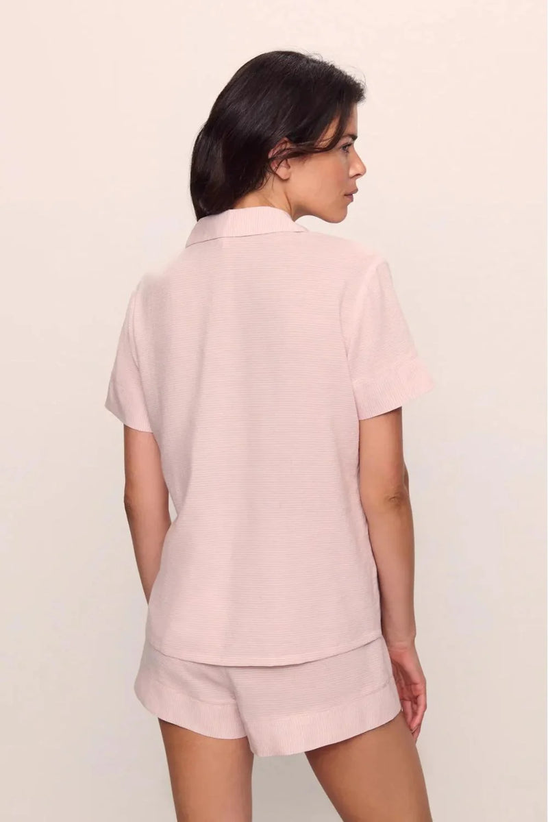 Eberjey Gisele Rib Relaxed Short Pj Set Pale Mauve