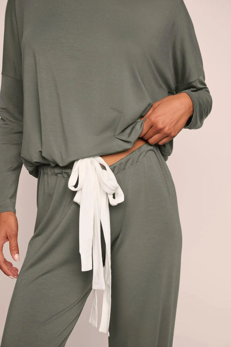 Eberjey Gisele Slouchy Set Smokey Olive/Ivory