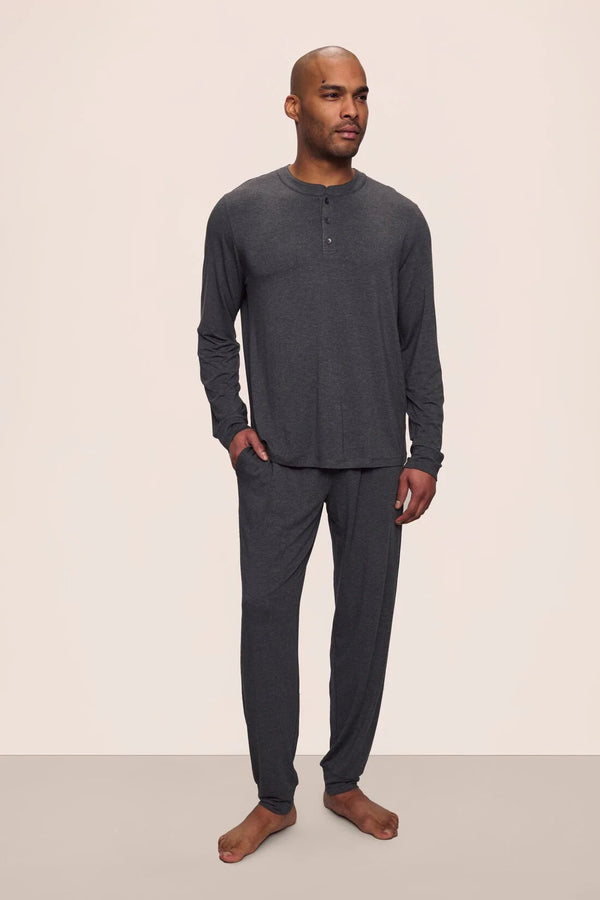 Eberjey Henry Long Pj Set Charcoal Heather