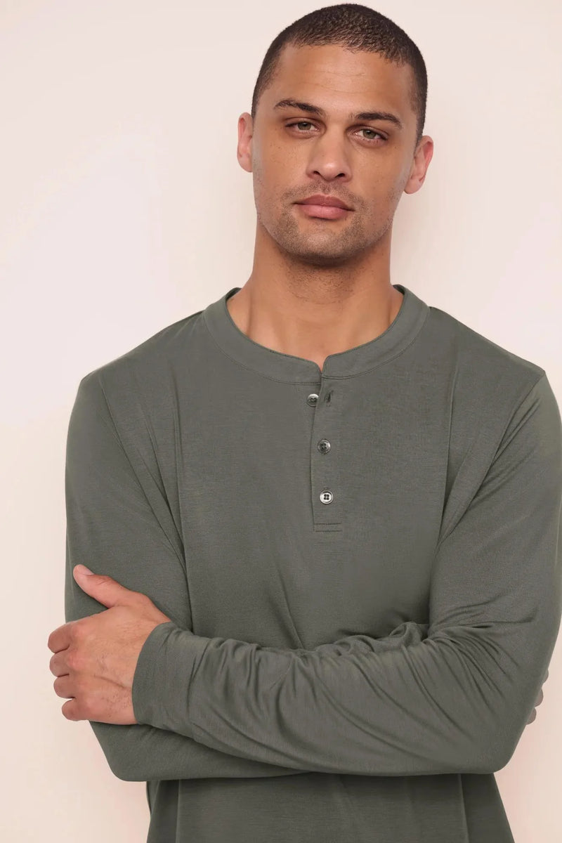 Eberjey Henry Long Pj Set Smokey Olive