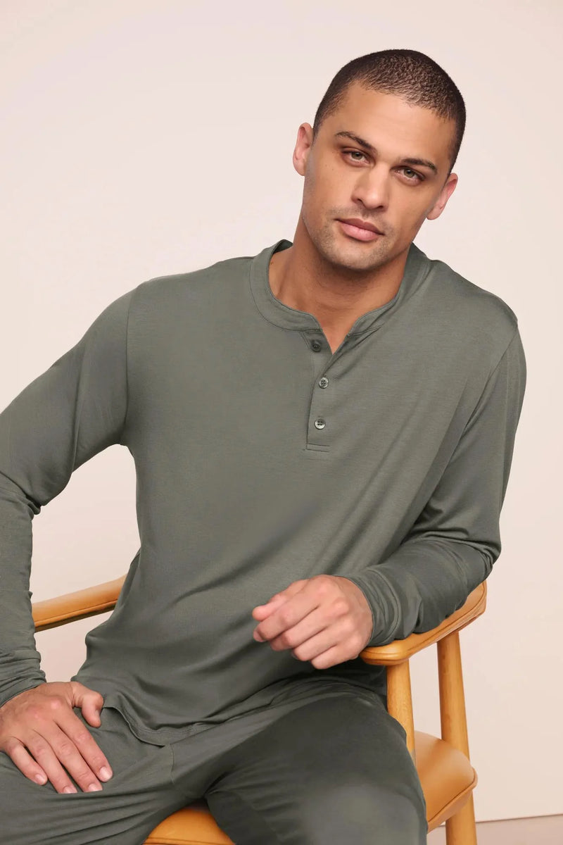 Eberjey Henry Long Pj Set Smokey Olive