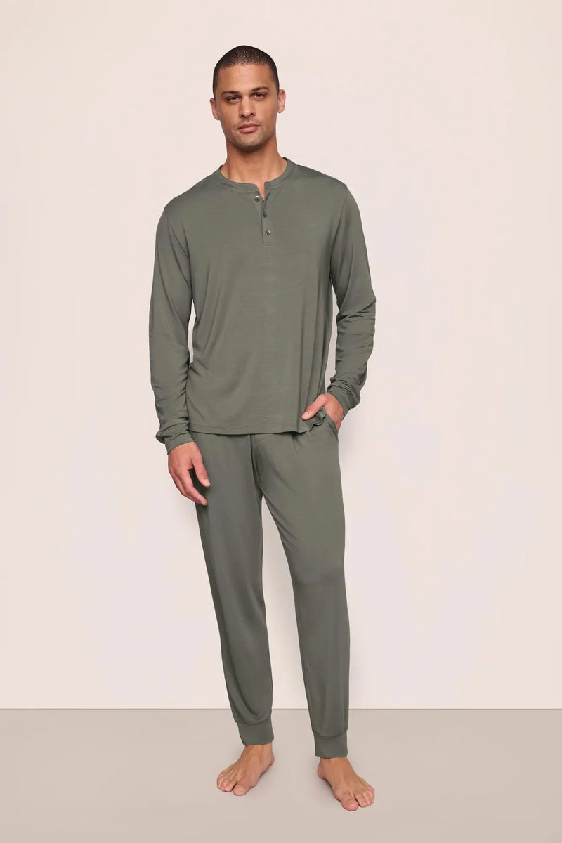 Eberjey Henry Long Pj Set Smokey Olive