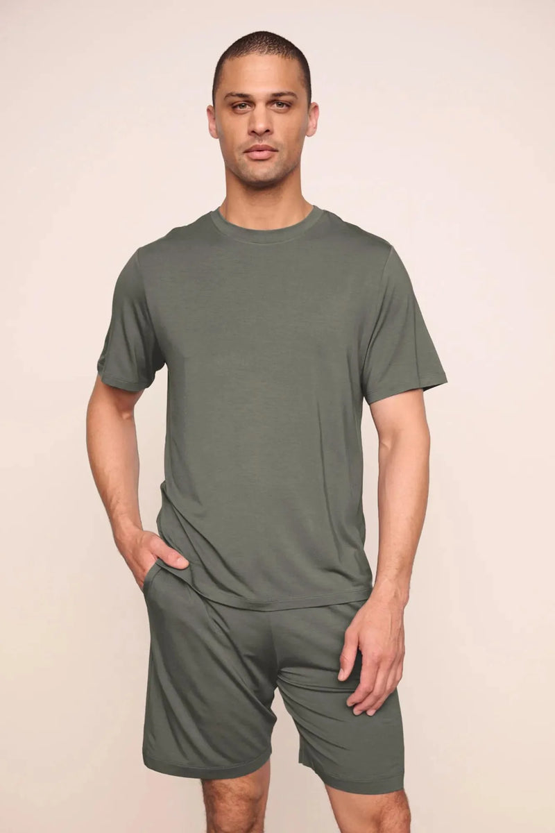 Eberjey Henry Short Pj Set Smokey Olive