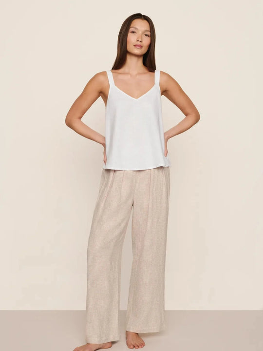 Eberjey Linen Blend Relaxed Pant Gingham White/Warm Taupe