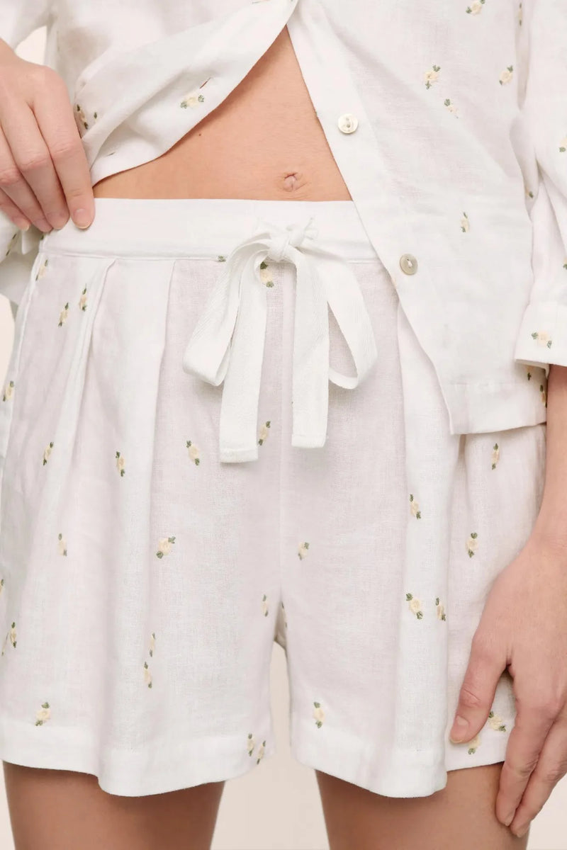 Eberjey Linen Blend Relaxed Short Summer Daisy White/Peach