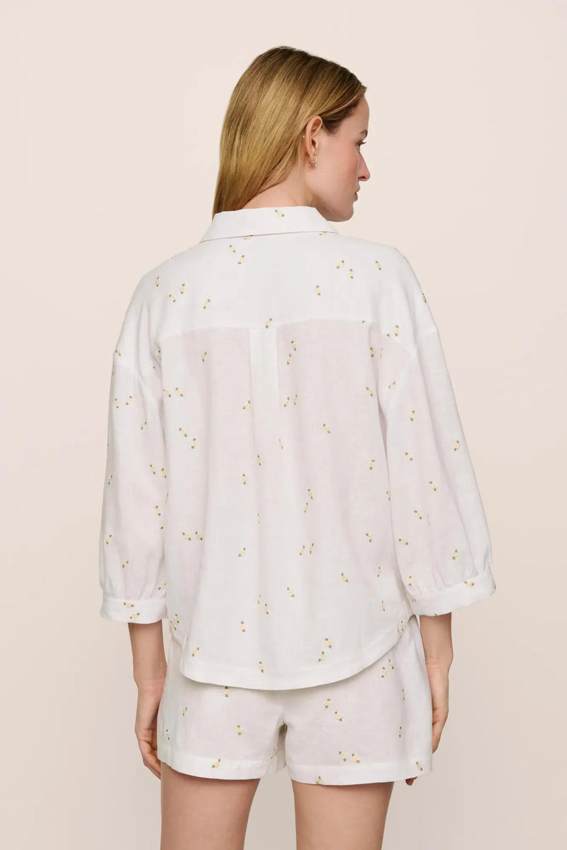 Eberjey Linen Blend Relaxed Short Summer Daisy White/Peach