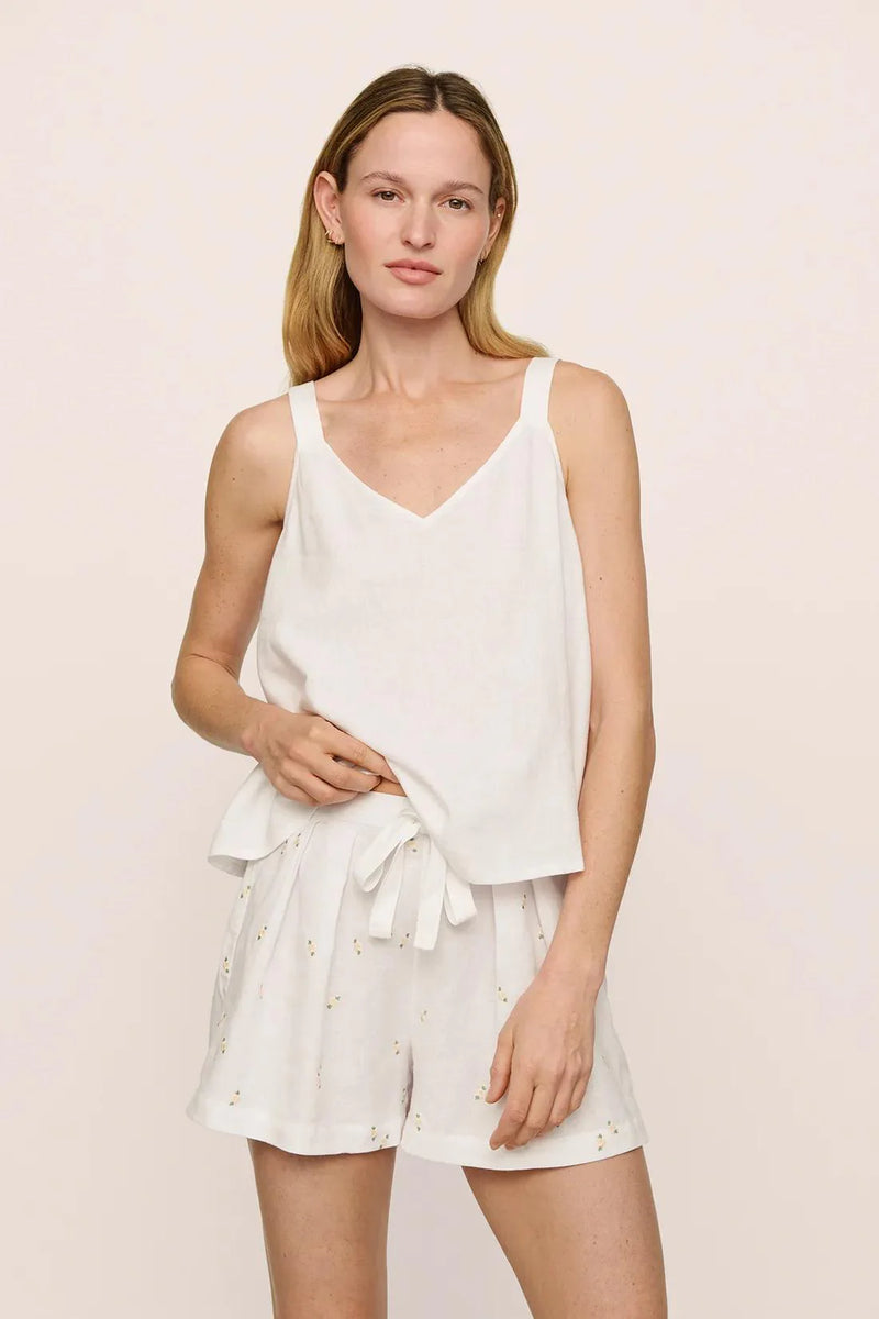 Eberjey Linen Blend Relaxed Short Summer Daisy White/Peach