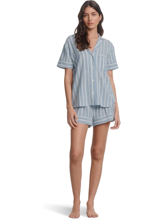 Eberjey Nautico Shortie Pj Classic Stripe Slate