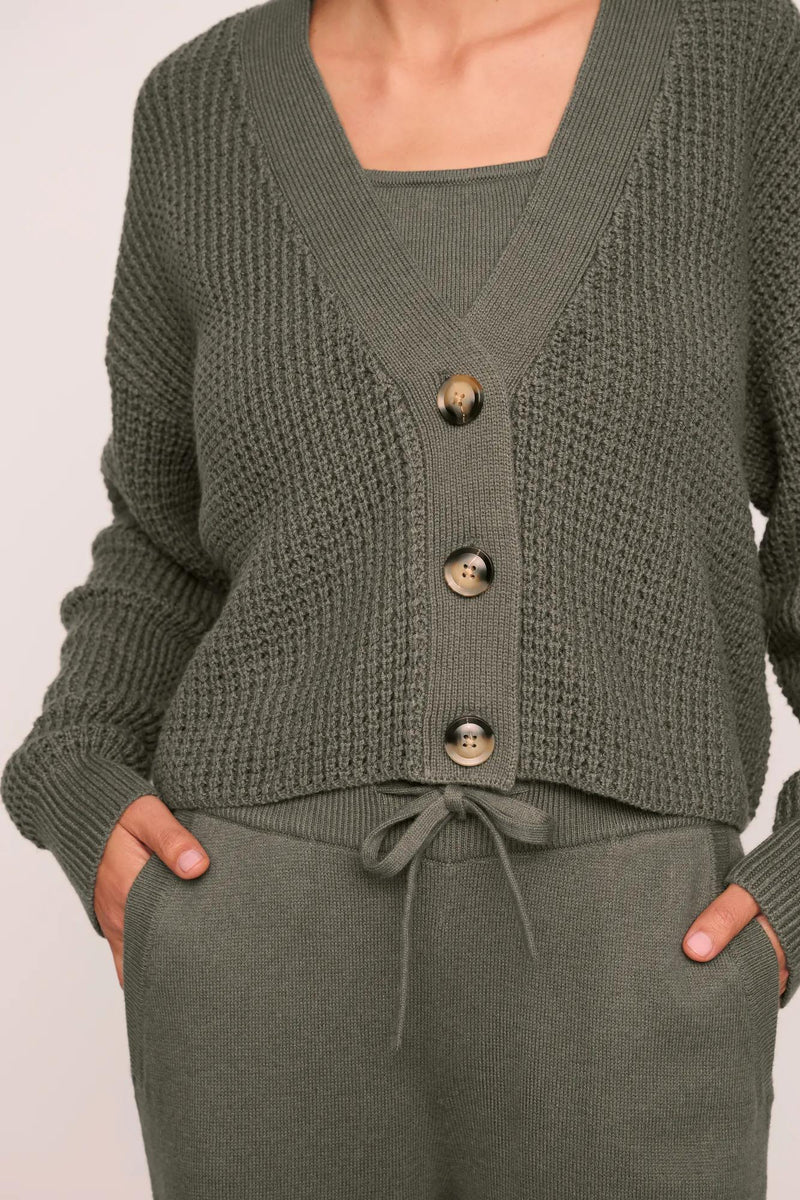 Eberjey Recy Sweater Crop Cardi Smokey Olive
