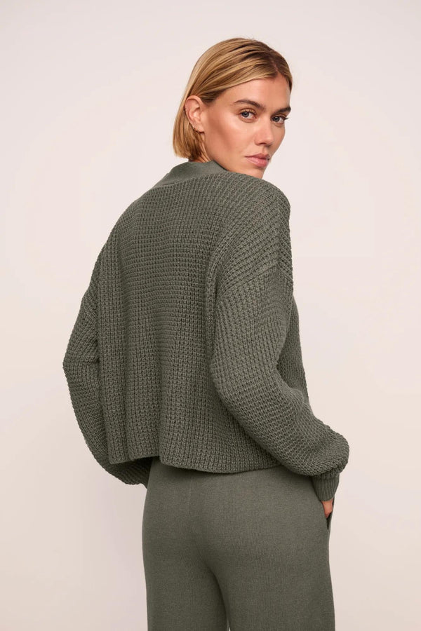 Eberjey Recy Sweater Crop Cardi Smokey Olive